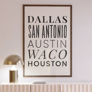 Texas Print, Digital Download, Texas Cities Print, Dallas, Houston, San Antonio, Waco, Austin, Printable Wall Art, Art Prints Download