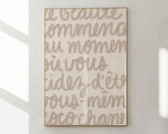 French Quote Wall Art: Beauty Begins Within (Digital Download)