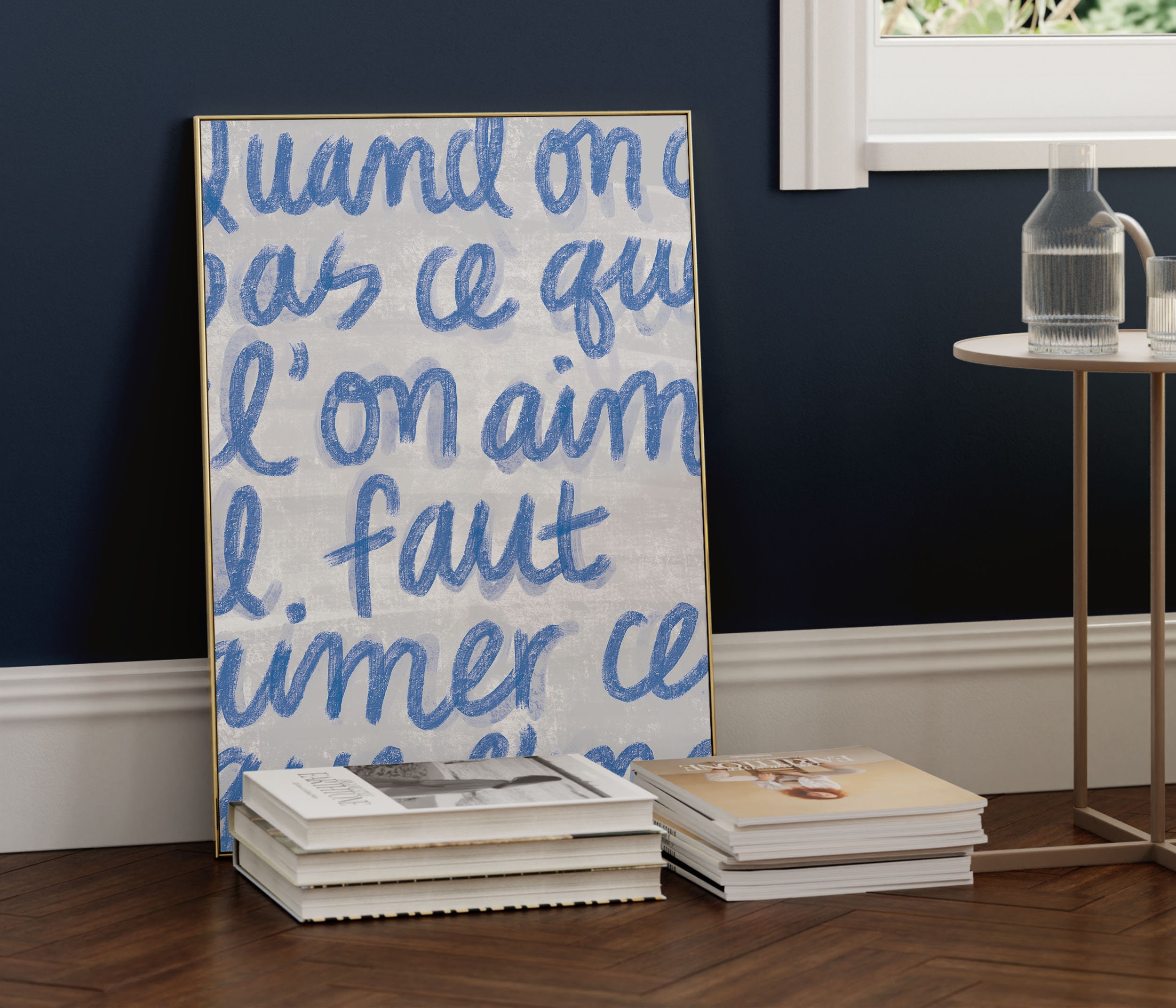 French Quote Printable Wall Art Digital Download Blue Wall - Etsy