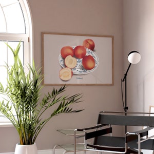 Peaches Wall Art, Digital Download, Fruit Art Print, Kitchen Wall Art, Printable Wall Art, Peaches Art Print, Kitchen Decor, Trendy Wall Art image 2