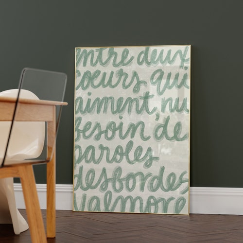 French Quote Printable Wall Art Digital Download Green Wall Etsy