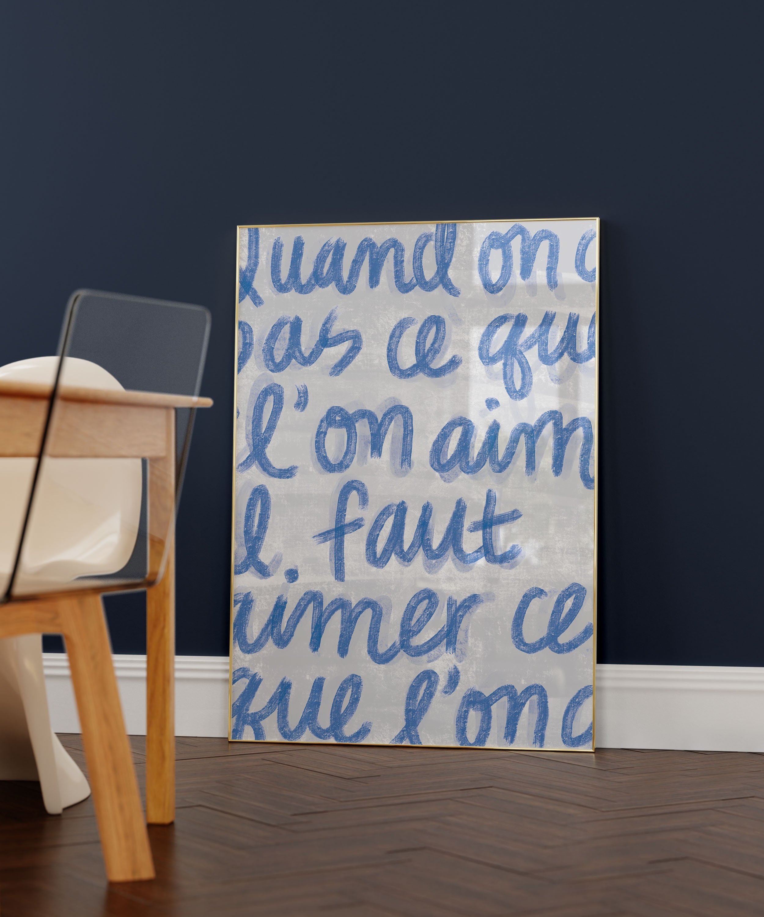 French Quote Printable Wall Art Digital Download Blue Wall - Etsy