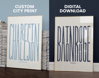 Custom City Print, Digital Download, Digital Print, Custom Gift, Printable Wall Art, Custom Wall Art, Art Prints Download