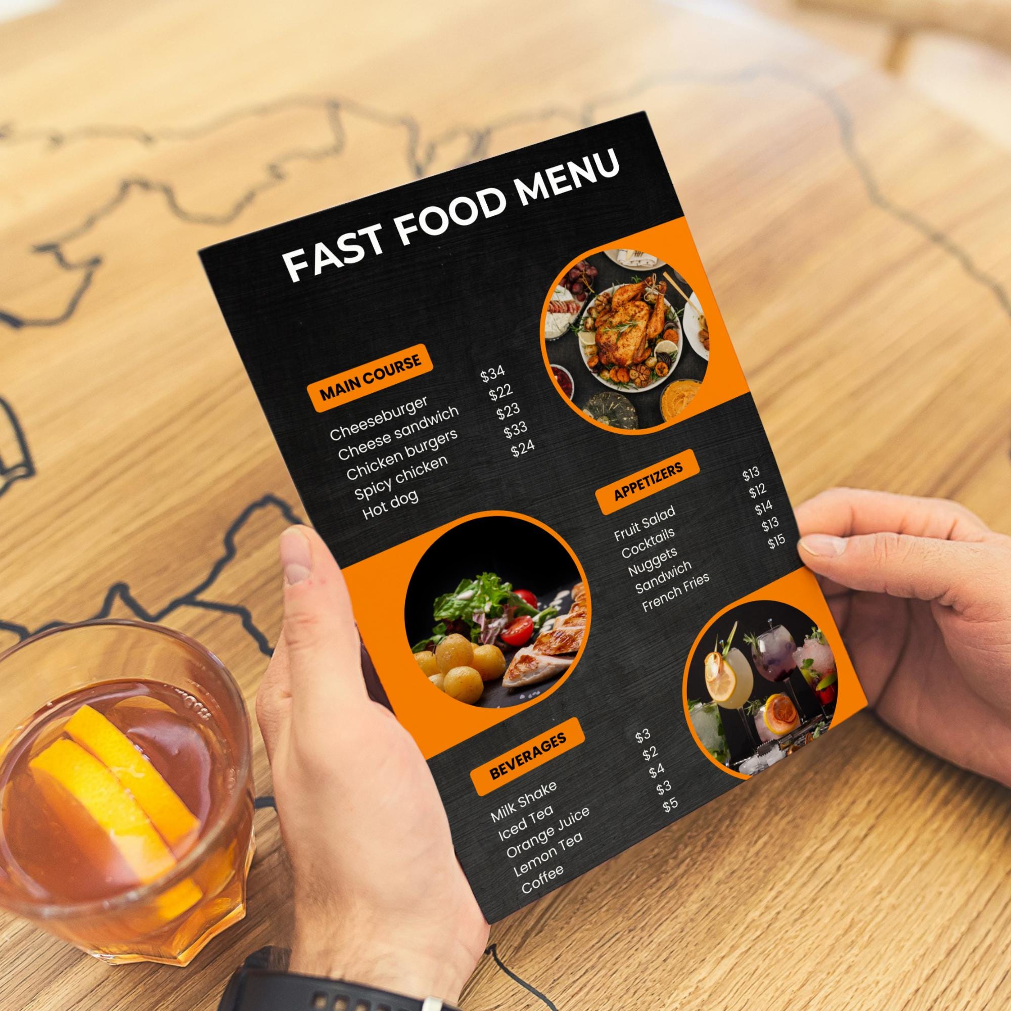 Fast Food Menu Template | Editable Fast Food Menu Template (A4 Size ...
