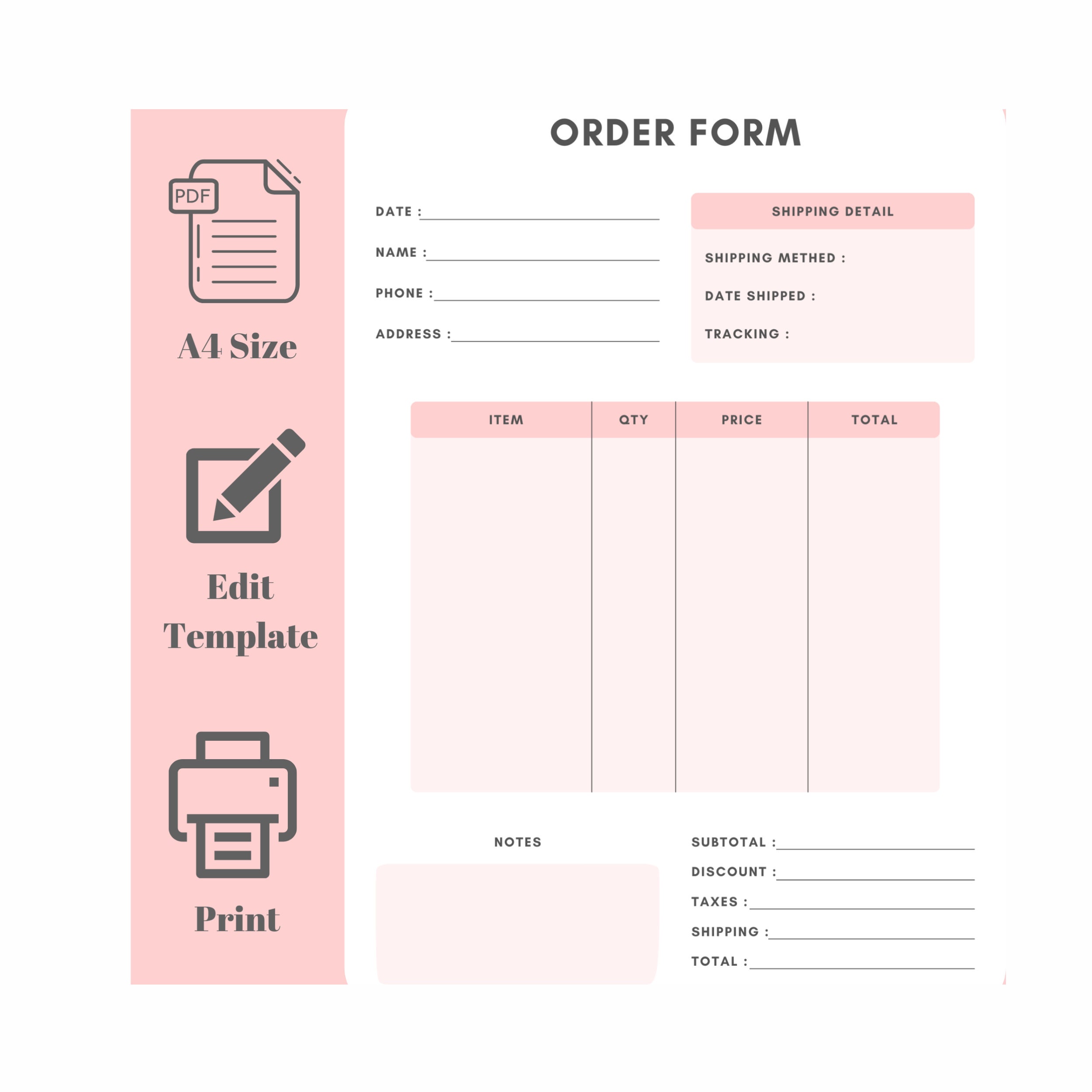 Order Form, Print Pdf Document, Order Form Template, Easy Design Order ...