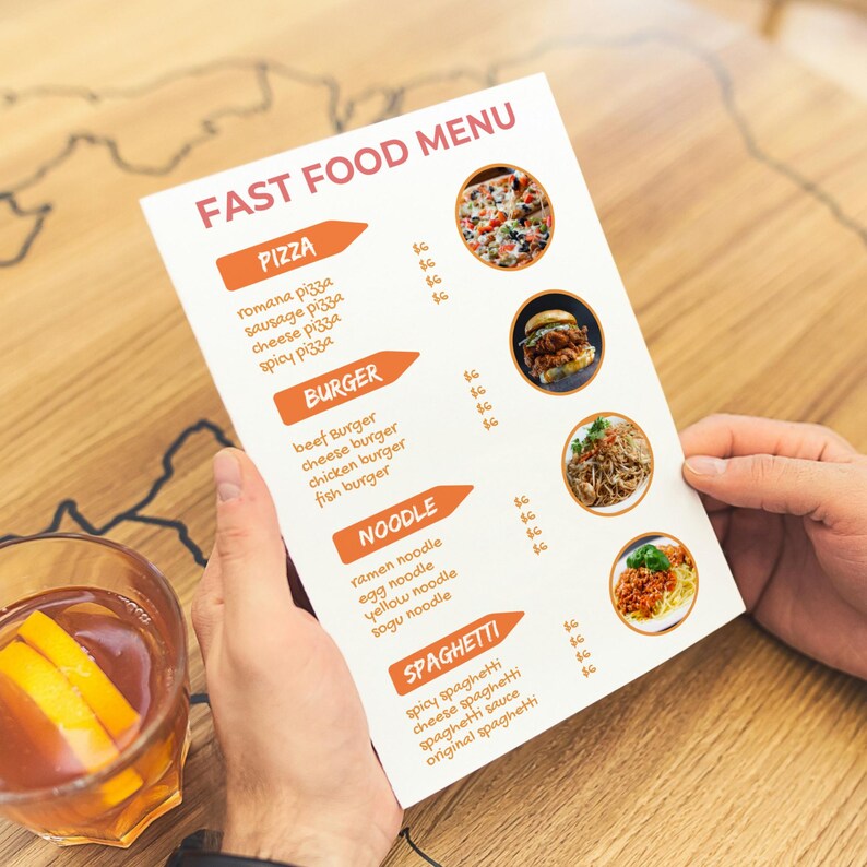 Fast Food Menu Template | Editable Fast Food Menu Template (A4 Size ...