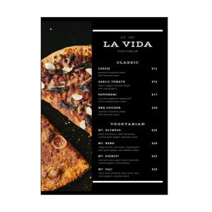 Plantilla de menú de pizza editable para Canva / Menú de restaurante personalizable A4 / Diseño de menú imprimible con descarga instantánea