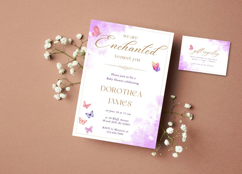 Enchanted Baby Shower, Enchanted to Meet You Baby Shower Invitation, Enchanted Invitation, Taylor Swift Baby Shower, Butterfly Baby Shower image 2