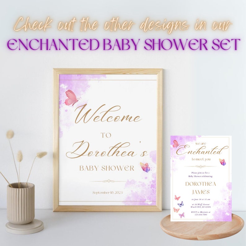 Enchanted Baby Shower, Enchanted to Meet You Baby Shower Invitation, Enchanted Invitation, Taylor Swift Baby Shower, Butterfly Baby Shower image 6