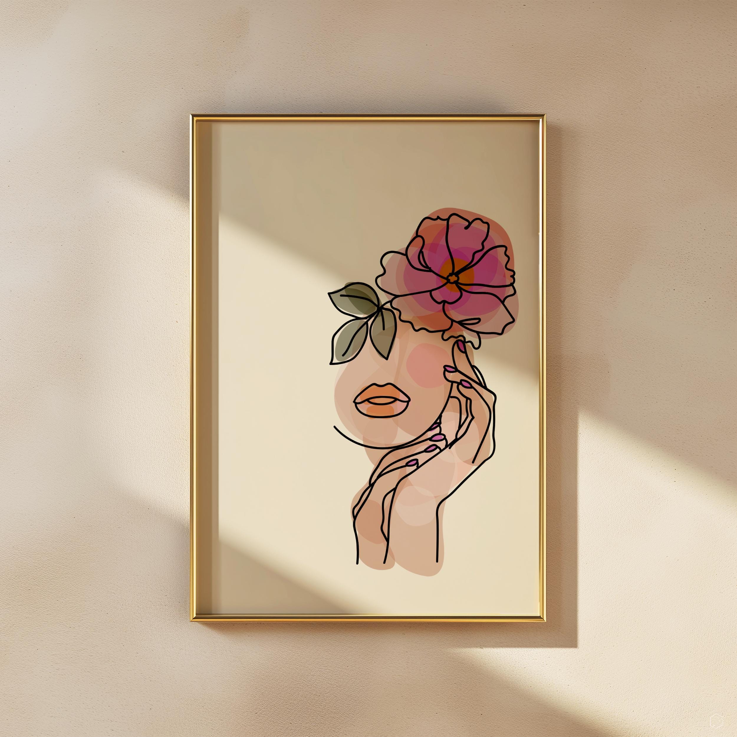 Floral Woman Line Art Print: Minimalist Boho Decor (digital Download ...
