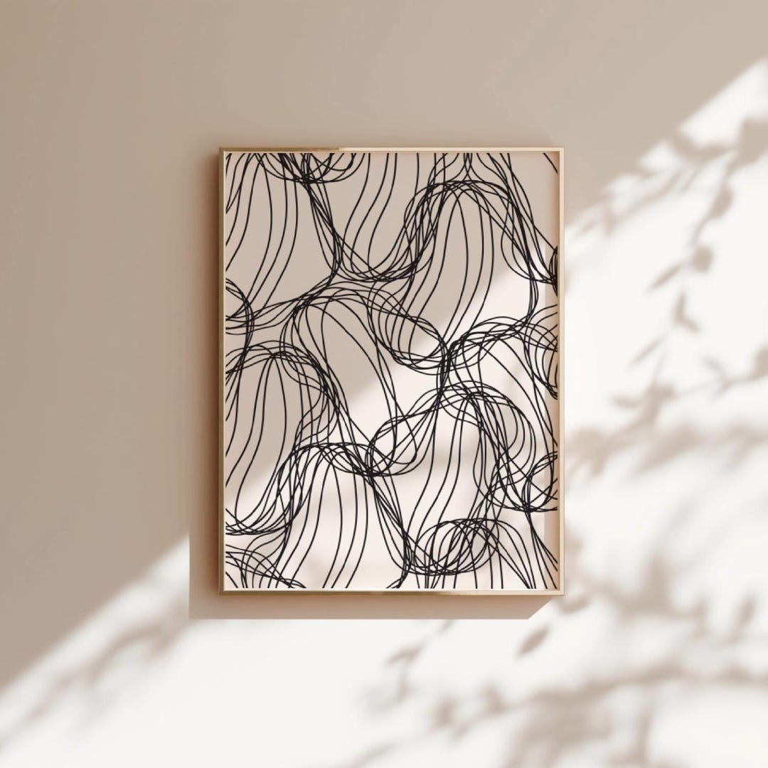 Black and White Abstract Art Print: Minimalist Boho Wall Decor (digital ...