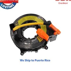 May include: Black and yellow automotive clock spring with orange connectors. The image includes a "Lifetime Warranty" badge and a "USA Seller" logo.