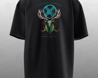 Mytology Deer Designed Unisex Oversize T-shirt