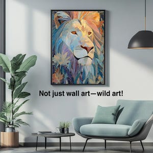 Majestatyczny Kolorowy Lew Cyfrowa Sztuka | Boho Kwiatowy Do Wydruku JPEG & SVG | zestaw plakatów do wydrukowania, Safari, Dzikie Zwierzęta, trendiful-art-download