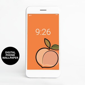 Peach Phone Wallpaper - iPhone/Android - Downloadable Lock Screen - Phone Background - Fruit Art - Orange - Instant Download - United Goods