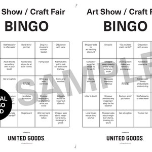 Art Show / Craft Fair Bingo - 6 afdrukbare bingokaarten - downloadbare bingokaarten - grappig - humoristisch - spel - direct downloaden - United Goods