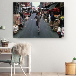 Philadelphia Boxing Training Canvas, Italian Boxer Movie Hero Running Scene, Motivational Gym Decor image 2