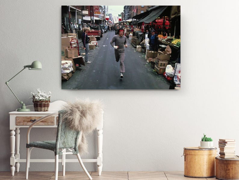 Philadelphia Boxing Training Canvas, Italian Boxer Movie Hero Running Scene, Motivational Gym Decor image 2