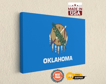 Oklahoma Flag Canvas Wall Art - State Pride Home Decor Print - OK Living Room Decoration - Large Framed Artwork - Moving Gift for Oklahoman