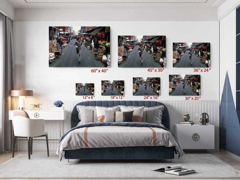Philadelphia Boxing Training Canvas, Italian Boxer Movie Hero Running Scene, Motivational Gym Decor image 4