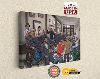 Barbershop Culture Canvas - Urban Art Celebrity Print - Hip Hop Icon Gathering, Unique Original Artwork