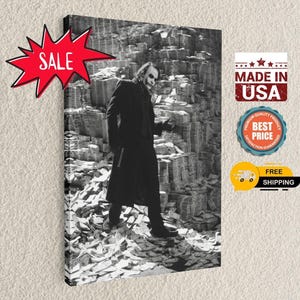 Villain Wall Art Canvas Print: Money Burn Scene, Dark Pop Culture Style | Premium Ink, | Gallery Quality image 1
