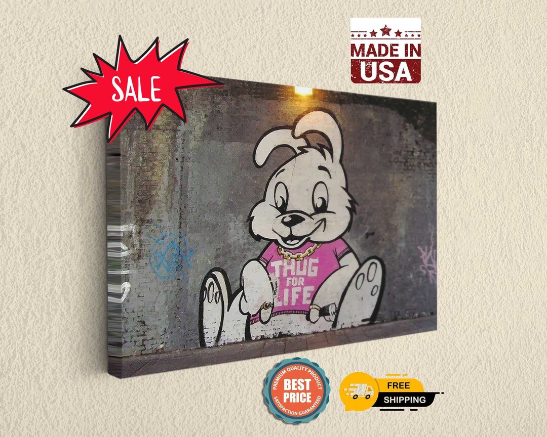 Thug Bunny Banksy Inspired Canvas Print High Quality Wall Art Decor ...