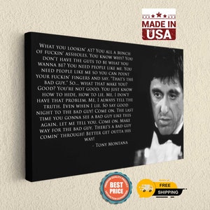 Tony Montana quote, Art Canvas, Iconic Crime Movie Quote Print, Pop Culture Wall Decor, Classic Mafia Film Photography