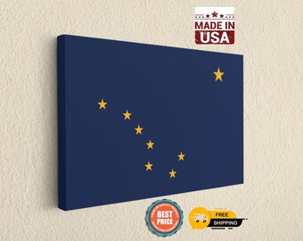 Alaska Flag Canvas Wall Art, Alaskan State Decor Print - The Last Frontier Home Decoration, Big Dipper Stars Gift, USA Made Office Artwork
