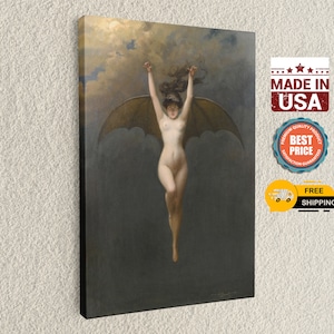The Bat Woman by Albert Joseph Penot - La Femme Chauve-Souris - Classic Art Print - Gothic Wall Decor - Vintage Artwork - Handcrafted Canvas