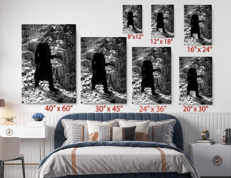 Villain Wall Art Canvas Print: Money Burn Scene, Dark Pop Culture Style | Premium Ink, | Gallery Quality image 3