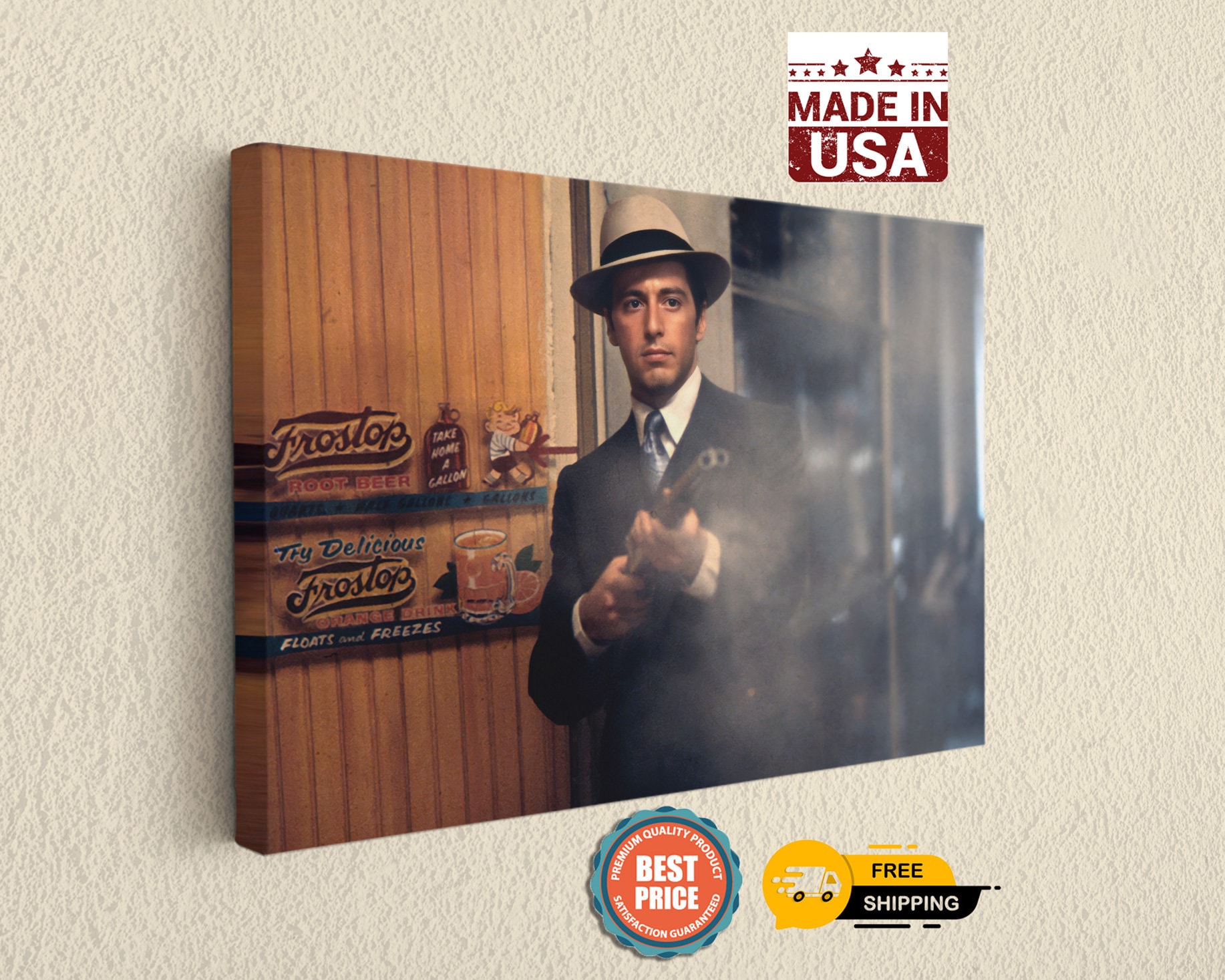 Mafia Art, Canvas Print, Gangster Wall Art, Vintage Crime Film Poster, Mob Quote Photography, Home Decor, Office Display