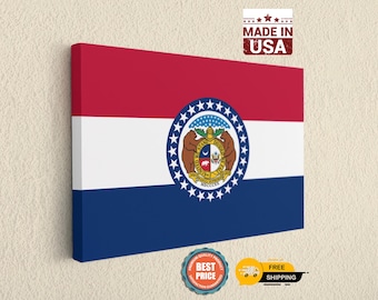Missouri Flag Canvas Wall Art - State Pride Home Decor - Show Me State Gift - MO Office Decoration - Large Patriotic USA Print
