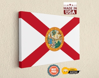 Florida State Flag Canvas Wall Art Print - Sunshine State Home Decor - FL Office Decoration & Gift for Floridians - Made in USA Artwork