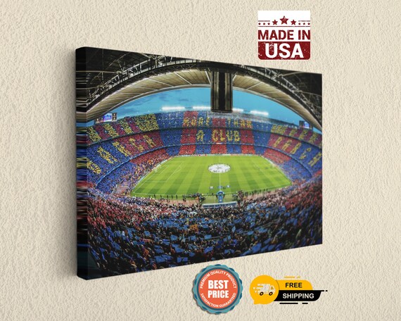Spanish Soccer Stadium Canvas Art: Camp Nou Football Scene, Gallery Finish (Hand-Stretched, Durable Canvas, Dorm or Home Decor)