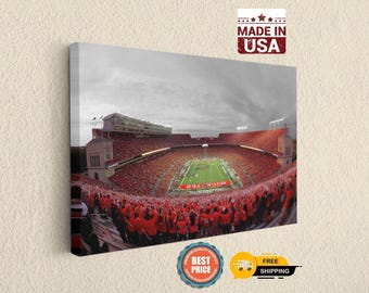 Ohio College Football Stadium Canvas Wall Art, Game Day Crowd Print, Red Stadium Fan Decor, Sports Arena Wall Art