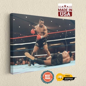 Boxing Legend Knockout Canvas – Iconic Fight Moment Wall Art, Handcrafted Sports Decor for Home or Gym