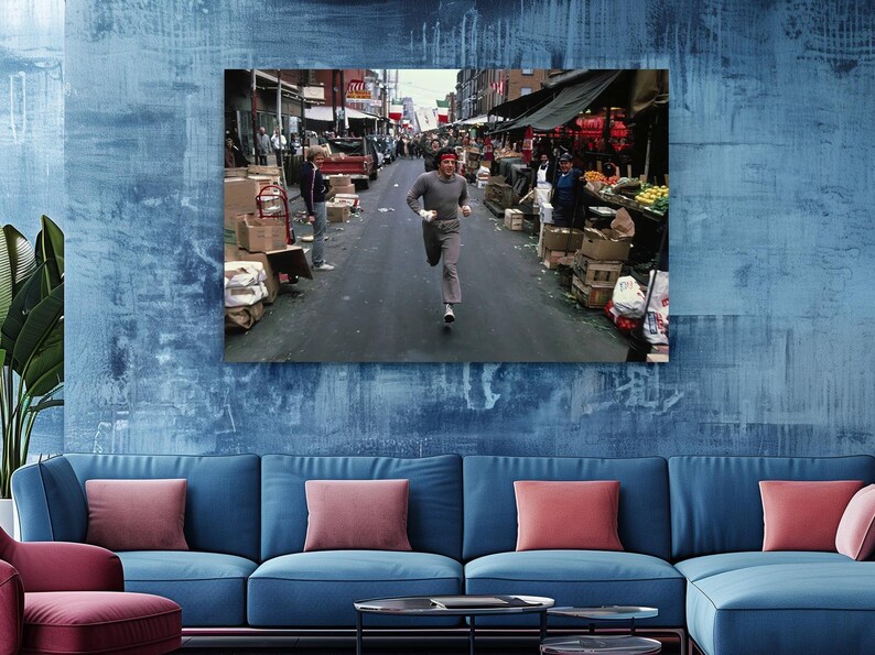 Philadelphia Boxing Training Canvas, Italian Boxer Movie Hero Running Scene, Motivational Gym Decor image 5