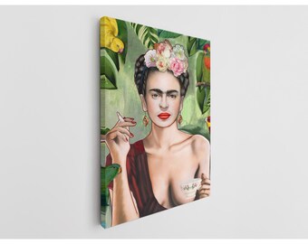 Tea Time Canvas Art Print Frida Kahlo Reproduction, Morning Rush Scene (Hand-Stretched, Premium Inks, Ready to Hang),Best Gift For Father