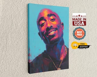 Rap Legend Canvas Print: Vivid Oil Painting - Iconic Hip Hop Star, Music Lover Wall Art, Gallery-Ready Canvas