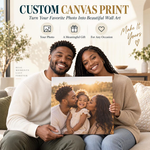 Custom Photo Canvas Print | Personalized High-Quality Wall Art | Family Portrait Gift Idea