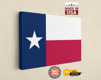 Texas Flag Canvas Wall Art - Lone Star State Decor, Large Patriotic Home Decoration, Texan Pride Gift for Him, USA Made Print