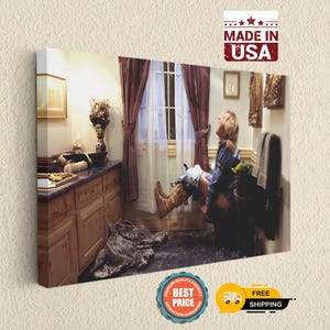 Handcrafted &#39;90s Film Bathroom Canvas Art: Funny Comedy Scene Poster