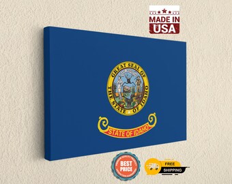 Idaho Flag Canvas Wall Art - State of Idaho Decor for Home or Office - Gem State Patriotic Souvenir - USA Made Wrapped Print