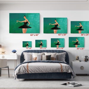 Ballerina Canvas Wall Decor: Modern Pop Art Dance Theme, Vivid Green Background (Handcrafted Canvas, Stretched or Rolled Options Bild 3