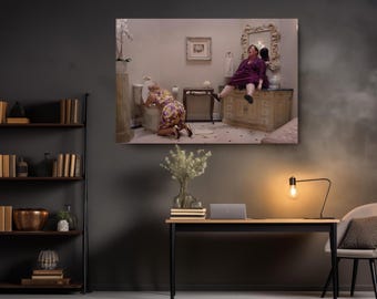 Bridesmaids Bathroom Scene Canvas, Funny Wedding Chaos Art, Iconic Comedy Wall Decor