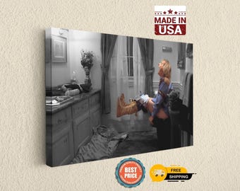 Dumb and Dumber Bathroom Scene Canvas, Funny Toilet Chaos Art, Classic Comedy Wall Decor