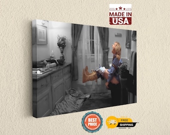 Dumb and Dumber Bathroom Scene Canvas, Funny Toilet Chaos Art, Classic Comedy Wall Decor