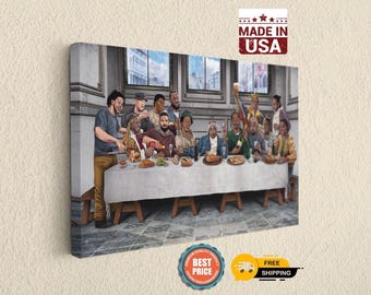 Rap Legends Last Supper Canvas Art, Hip Hop Icons Dinner Scene, Music Culture Wall Decor, Urban Artist Print,Best Gift For Father