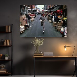 Philadelphia Boxing Training Canvas, Italian Boxer Movie Hero Running Scene, Motivational Gym Decor image 3